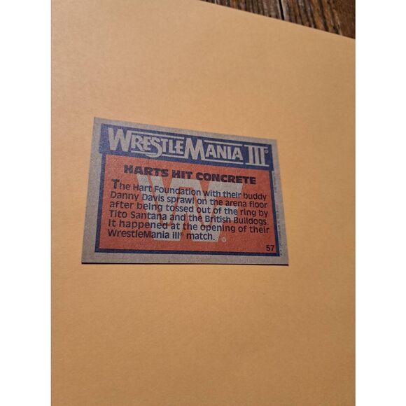 Vintage 1987 Topps WWF WrestleMania III Card #57 The Hart Foundation Danny Davis - Picture 2 of 2